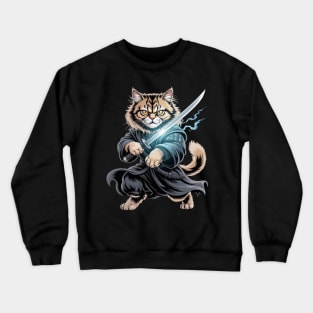 Samurai Cat Japanese Kawaii Ninja British Longhair Cat Crewneck Sweatshirt